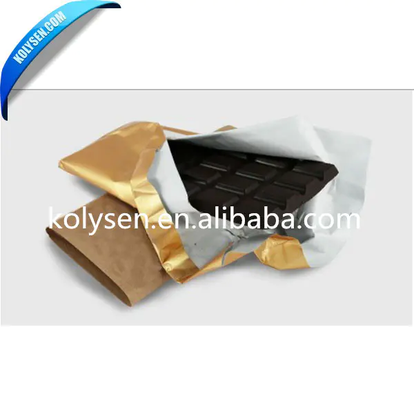 Embossed gold coated aluminum foil laminated paper for chocolate wrap