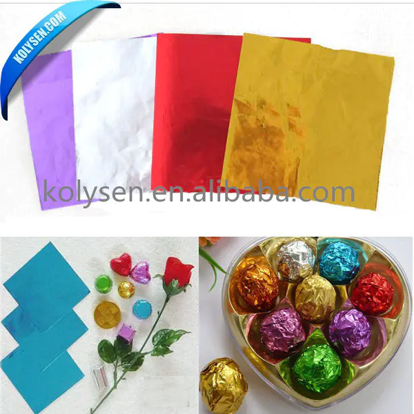 Golden Heat Insulate Grease Proof Chocolate Paper Wrapper Packaging Aluminum Foil
