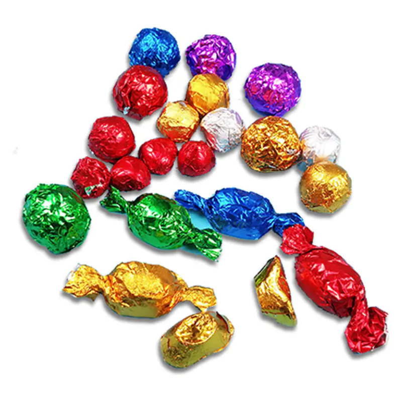 Wholesale Custom Confectionery Colored Square Chocolate Sweets Candy Package Paper Aluminum Foil Wrappers Sheets