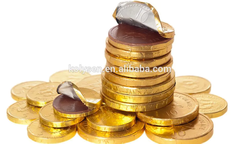 Custom size aluminum foil chocolate packaging material chocolate coin wrapping foil