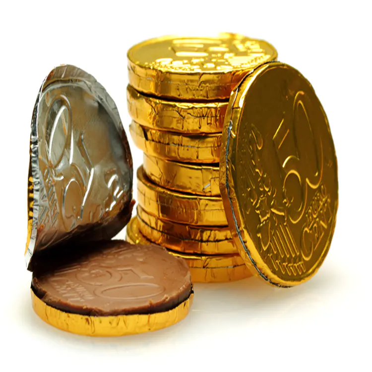 Food grade Plain Gold coin shape chocolate aluminum foil
