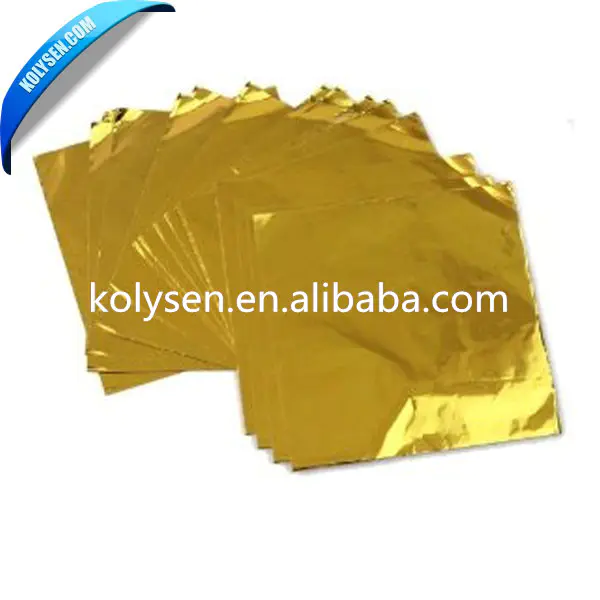 KOLYSEN Custom printed food grade candy wrapper aluminum foil chocolate foil gold factory
