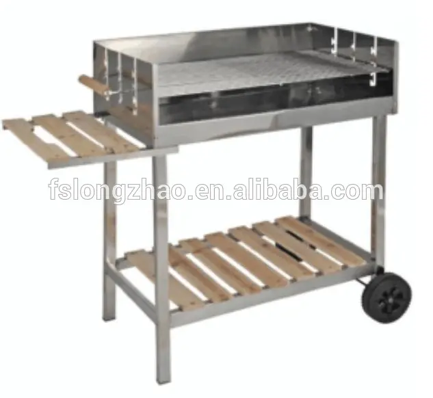 Rotisserie shop trolley stainless steel charcoal grill barbecue