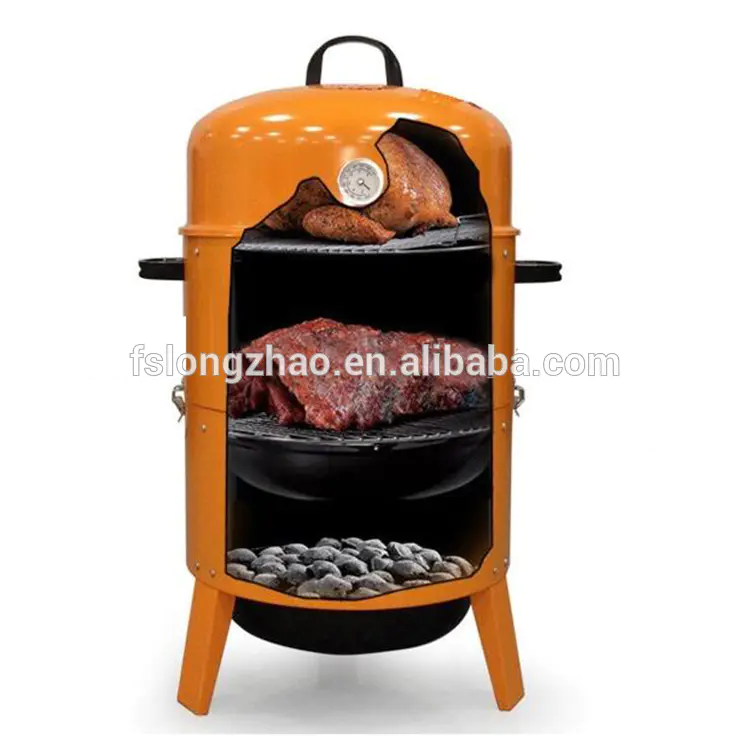 3 layers outdoor living charcoal barbecue grill bbq grill smoker