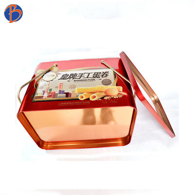Bodenda top quality customized square gift biscuit, cookies,chocolate ,candy , food packing tin box with handle
