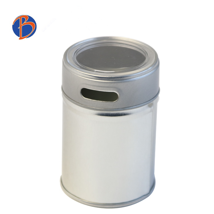 Bodenda factory wholesales food grade round metal spice jar food tin box with window