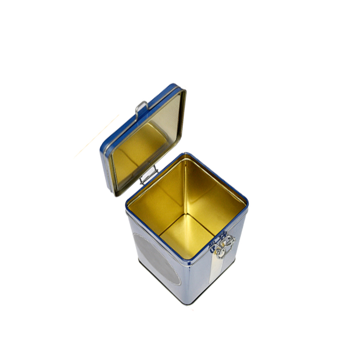 square tin can packaging box metal tea coffee food Tin with Airtight Lidand window