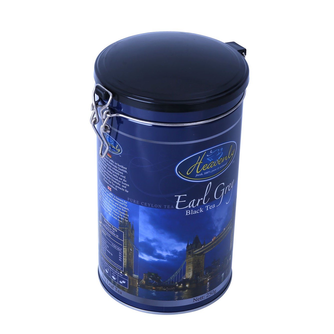 Food grade customized printing empty meta tea tin can 250g gift earl grey tea container packaging box
