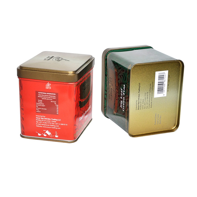Food Grade Rectangular Tea Storage Tin Boxes Printed