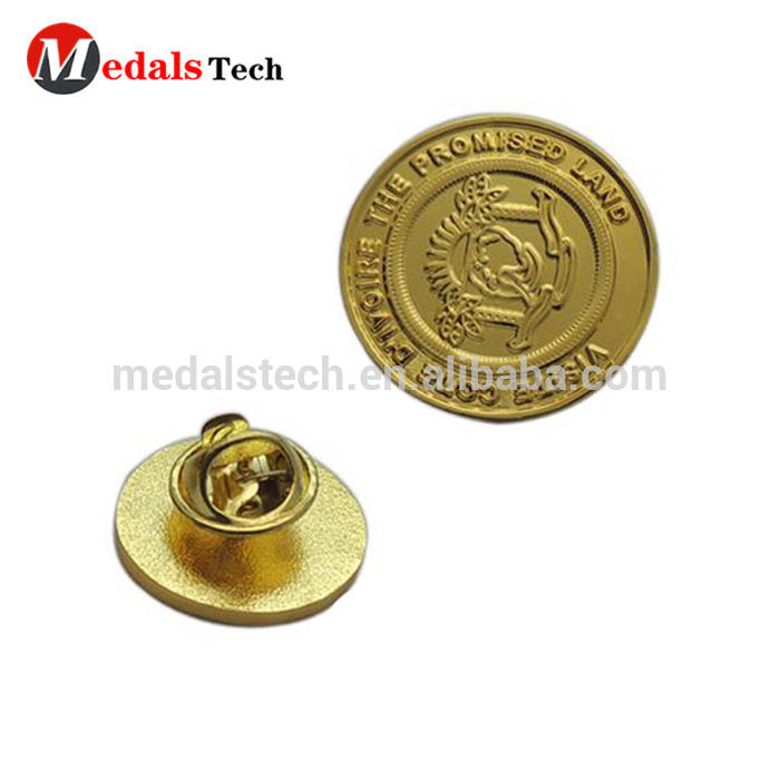 Free artwork custom quality gold coin round shape 24k gold lapel pins