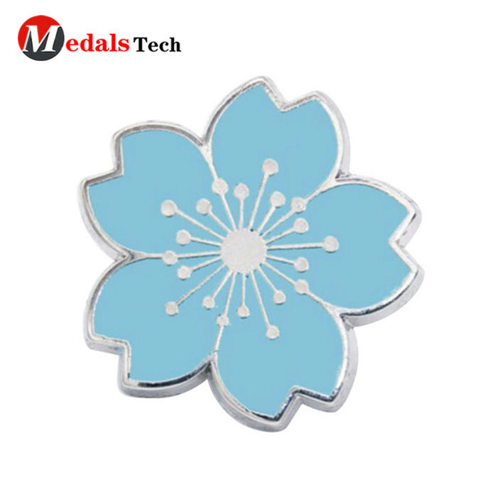 Promotional customenamel flower shaped metallapel pin badge
