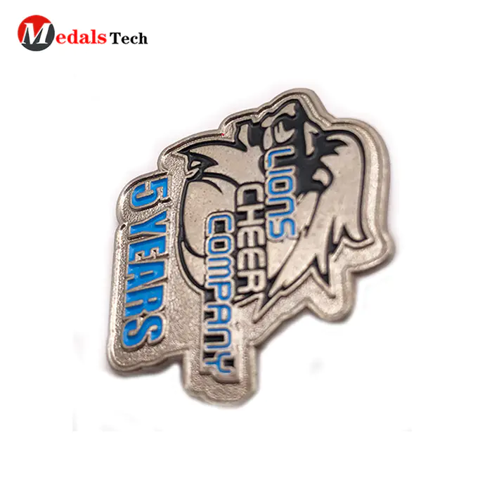 Cheap custom company logo silver plating metal pin souvenir badge