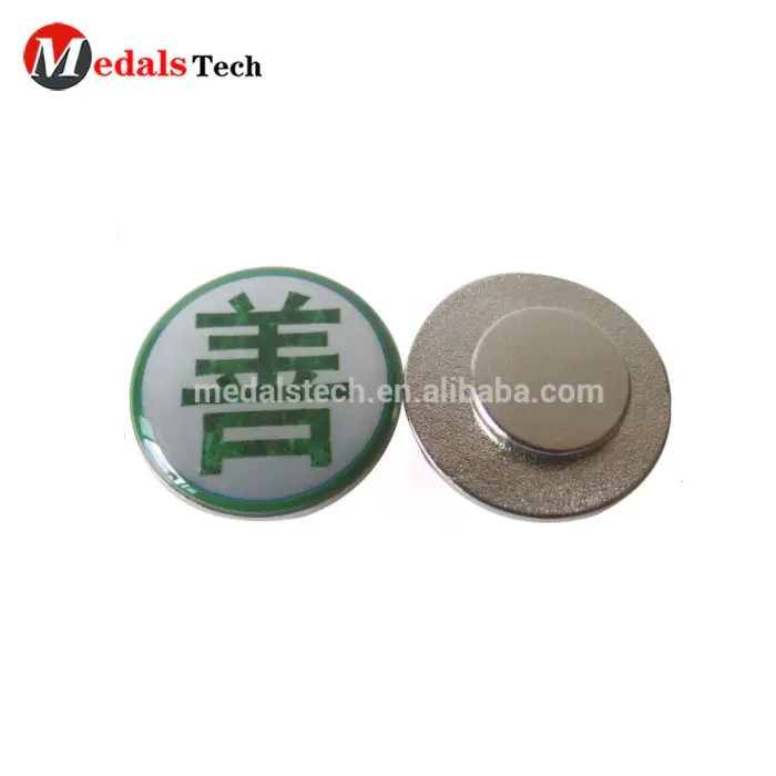 Wholesale alloy silver plated round shape sticker logo custom epoxy name badge magnet plastic name tag