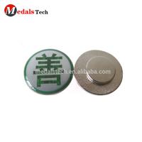 Wholesale alloy silver plated round shape sticker logo custom epoxy name badge magnet plastic name tag