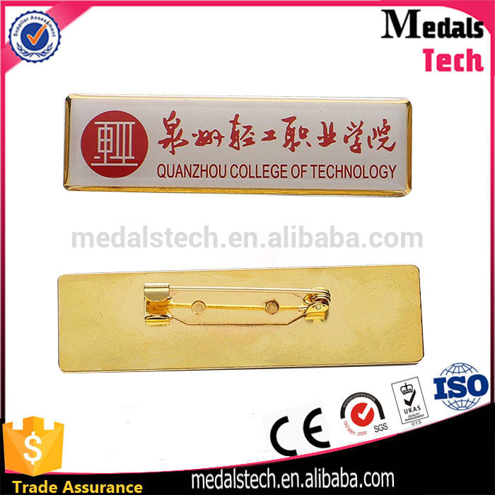 Shenzhen medal factory custom logo laser plating safety pin school badges