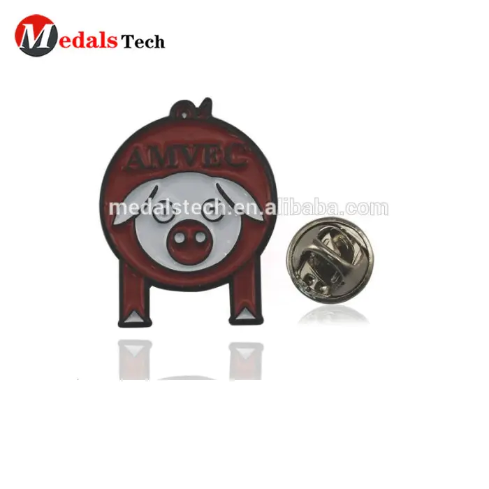 Free sample custom black cheap cute cartoon metal little pig shape lapel pins for sale