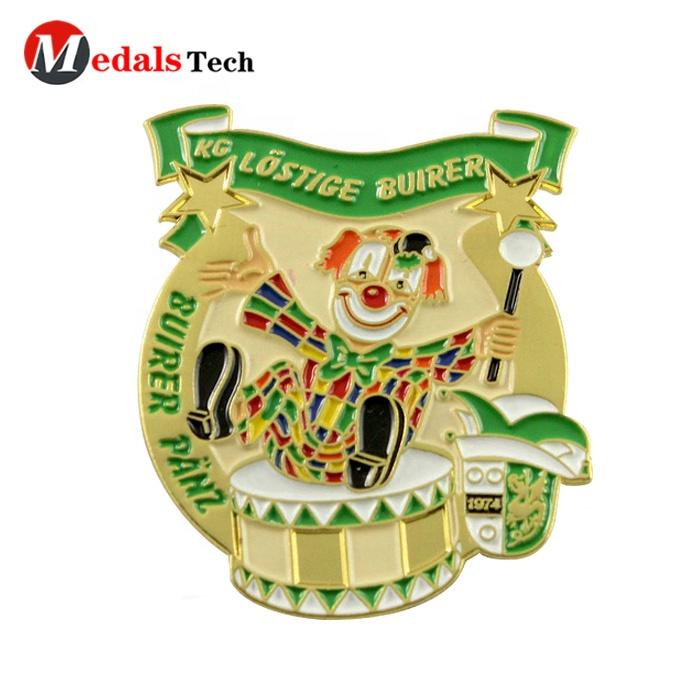 Low price customizedround epoxy coatedmetal shield shape magnet lapel pin with printing logo