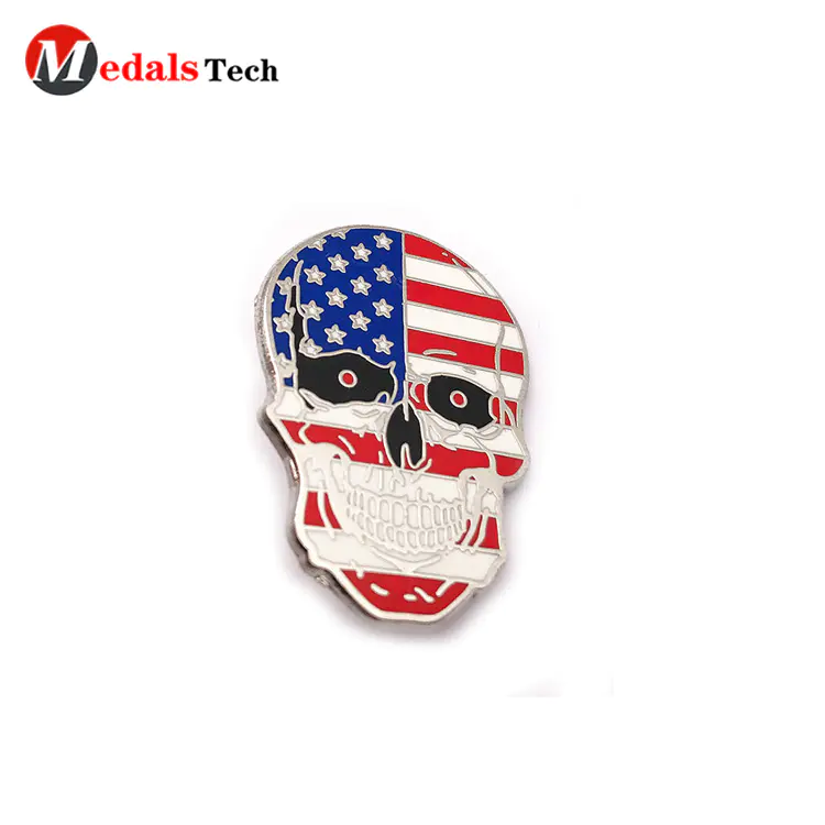 Creative country flag skulls shaped souvenir metal funny lapel pin