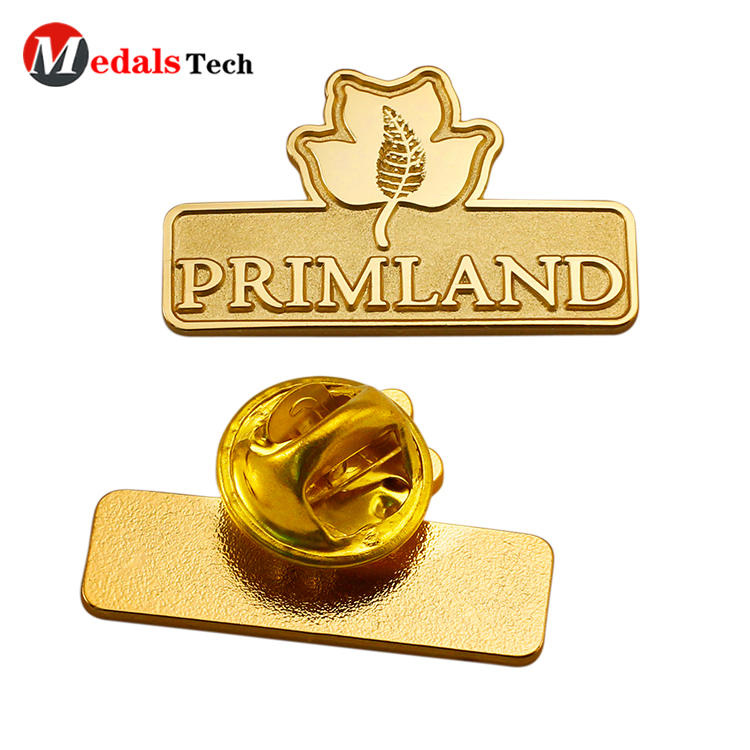 Wholesale cheap handbag gold plating metal tag pin badge