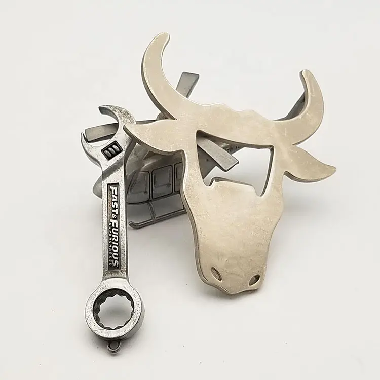Hot sell silver brushed promotional cheap beer bottle opener with printed your logo