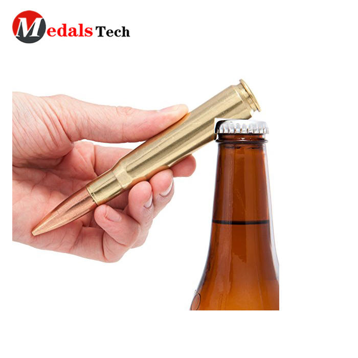 Gold plated custom metal bullet bottle opener for souvenir