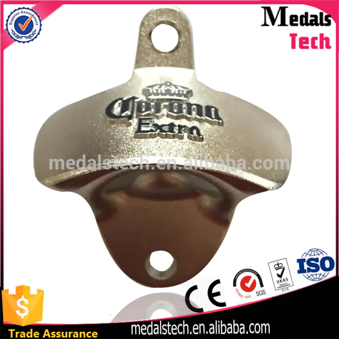 OEM metal material Promotional gifts brass plated beer bottle opener wall mount