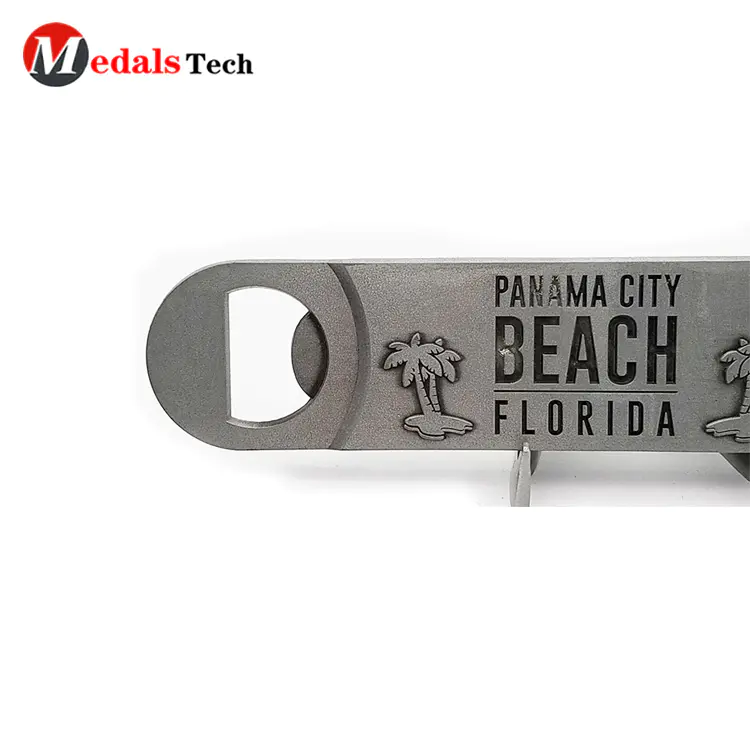 Custom cheap engraved logo flat metal bar blade bottle opener
