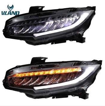 VLAND factory LED car headlights for Civic 2016-2018 full-LED headlight plug and play for new Civic FC