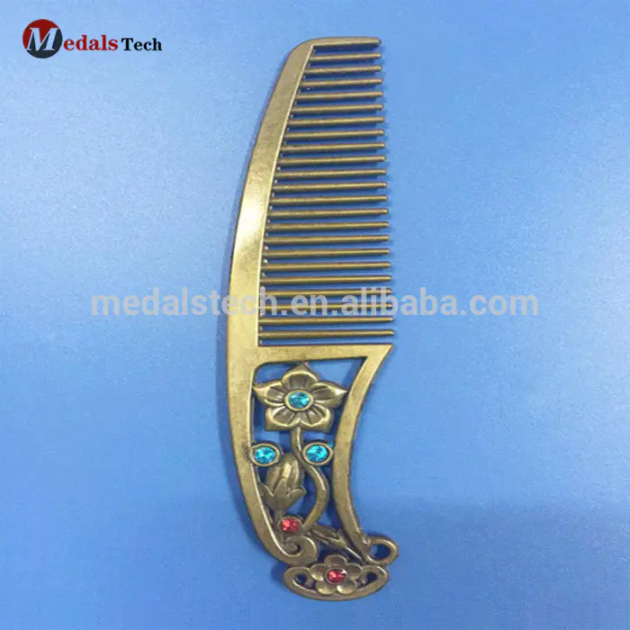 Custom antique bronze plated retro metal cutting hair comb wholesale