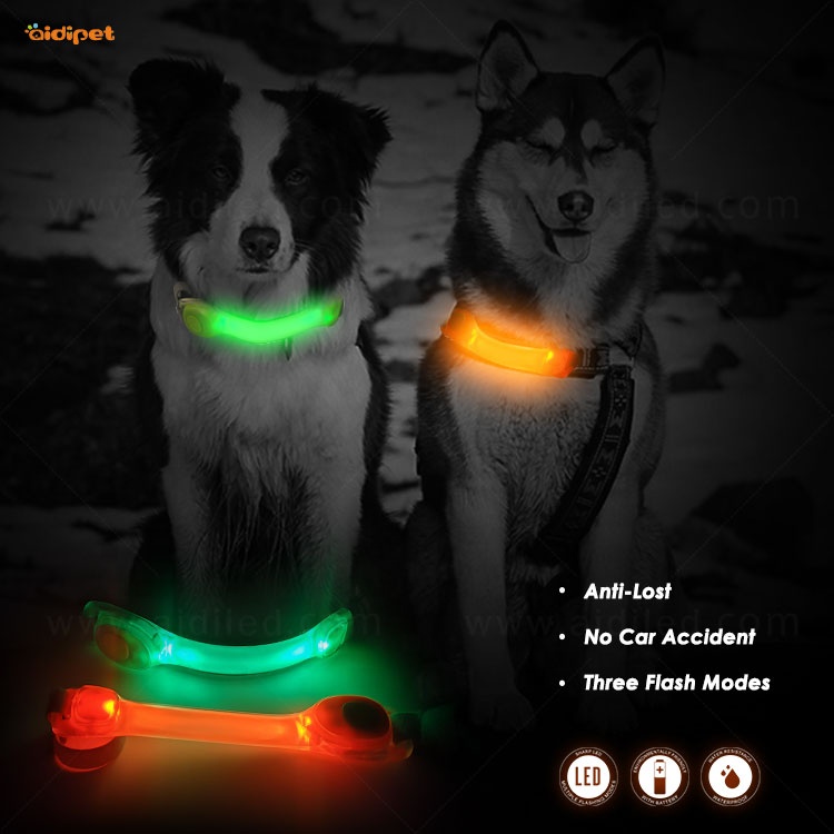 AIDI New Launch Led Flashing TPU Light for Dog Collar Multifunction Luminous Light Up Dog Collars Leash Light