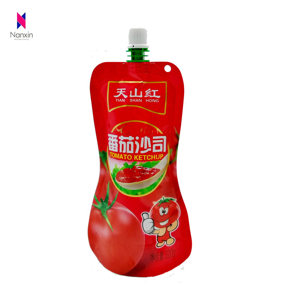 tomato ketchup stand-up pouch with spout chinese factory supplier food packaging and printing