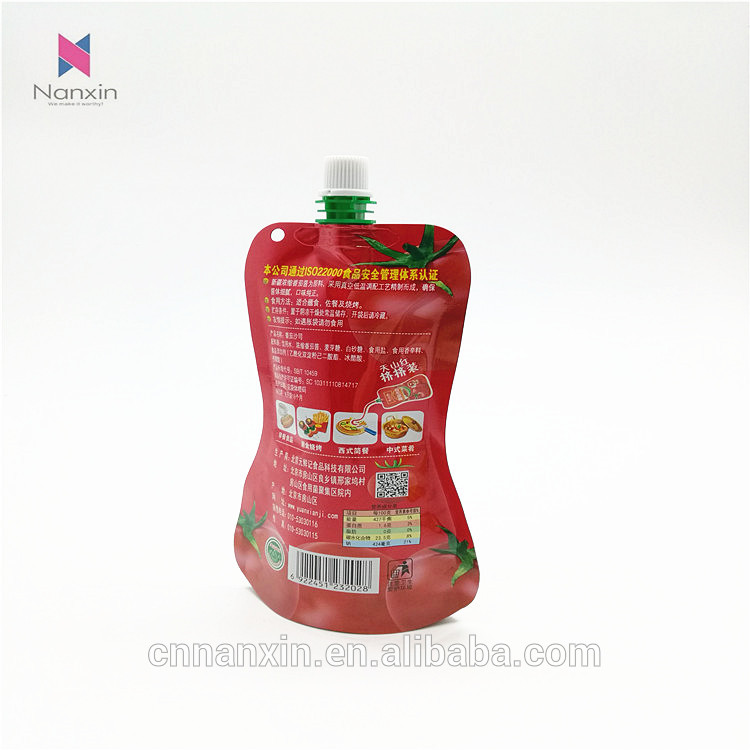 bell pepper sauce packaging stand up pouch with spout