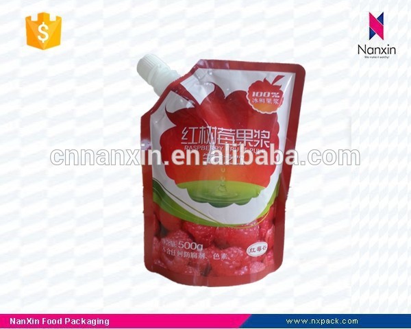 plastic fruit pulp packaging bag with spout