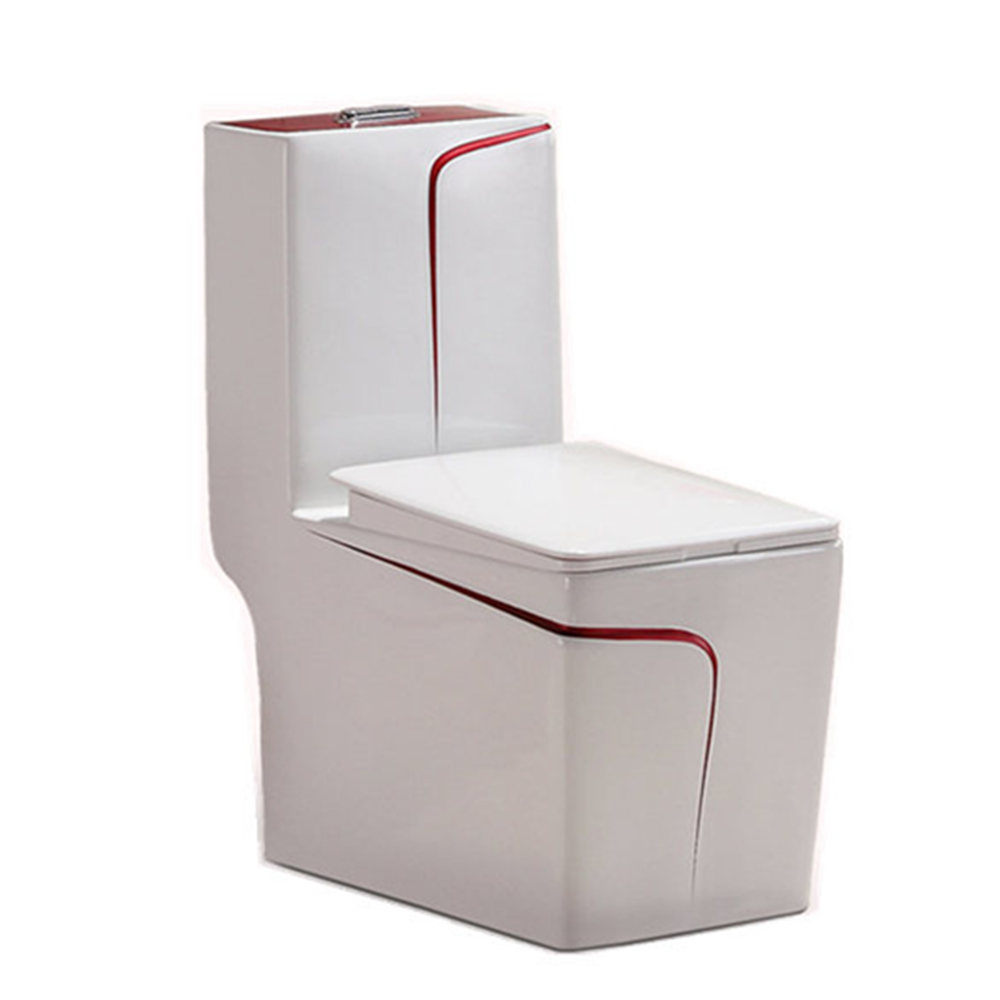 Red colored floor mounted one piece toilet decoration