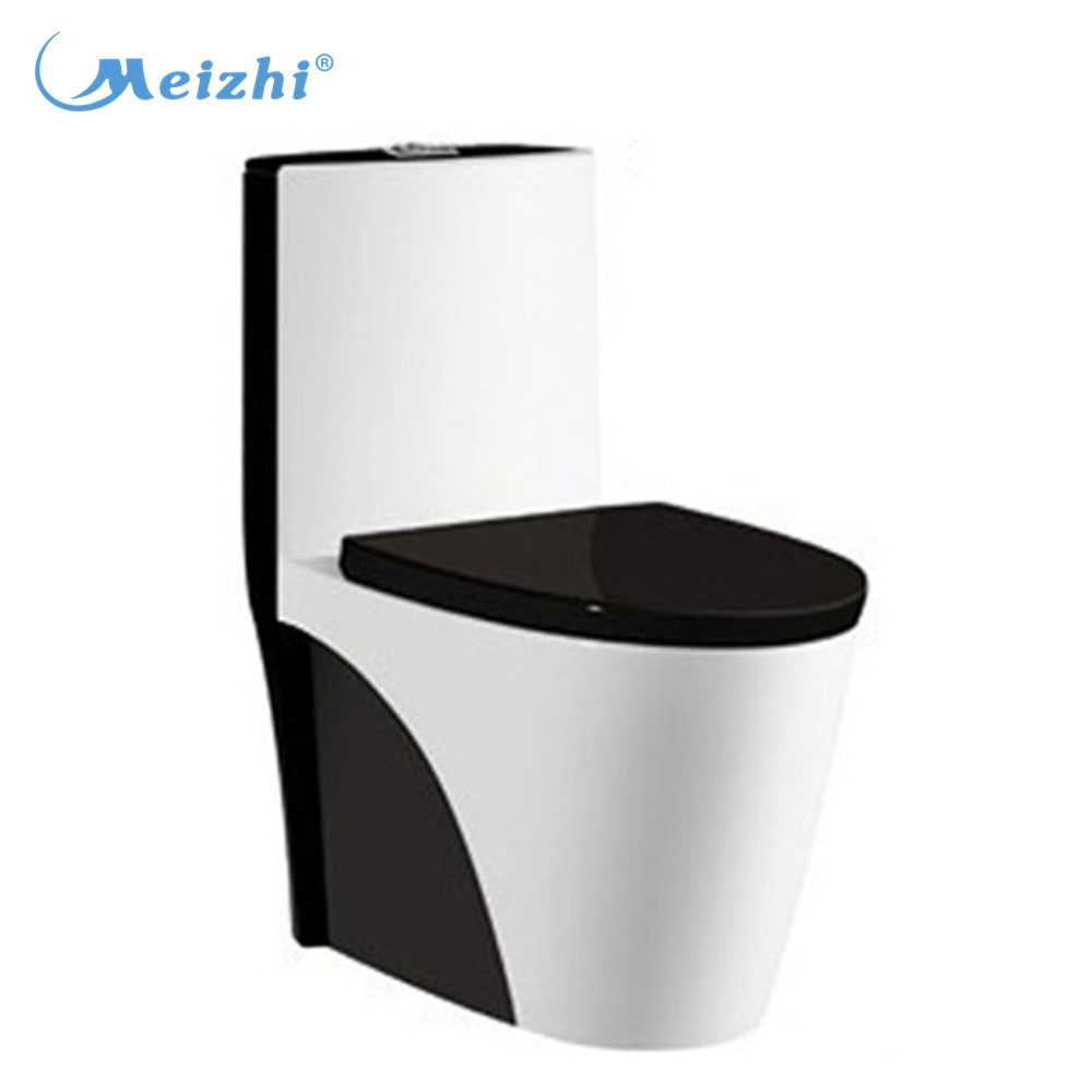 Colorful siphonic one piece black and white toilet