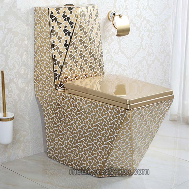 Golden ceramic one piece karat toilet parts