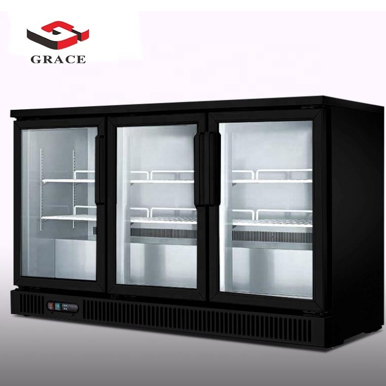 Stainless Steel Luxurious 3 Doors Commercial Beer Display Refrigerated Cabinet Wine Display Cooler