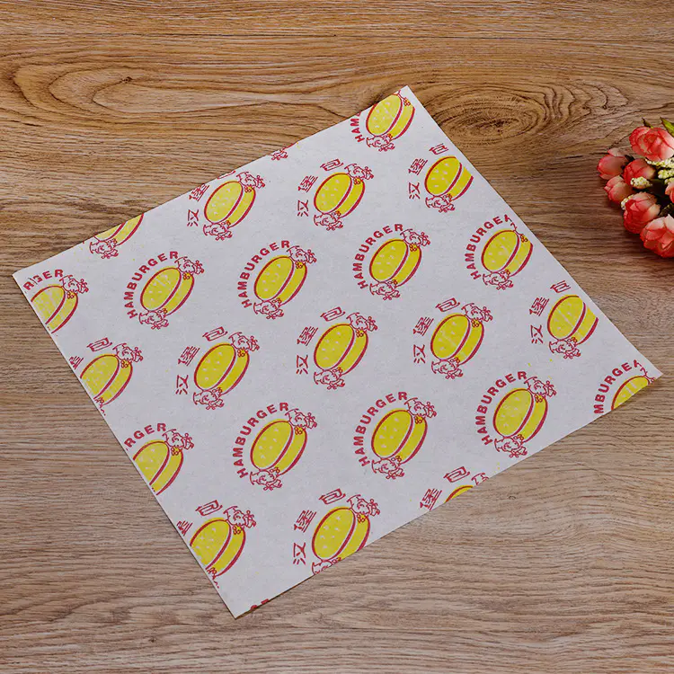 Printed Oil Proof Packaging Sandwich Wrap Burger Aluminum Foil Pocket Food Grade Paper