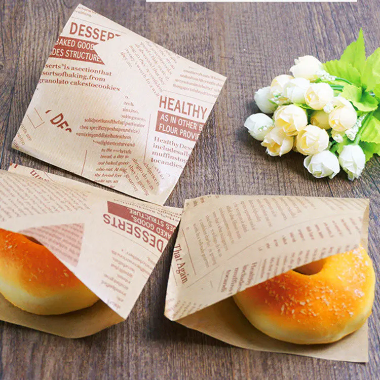 hot sell customized logo food grade greaseproof paper pocket bag