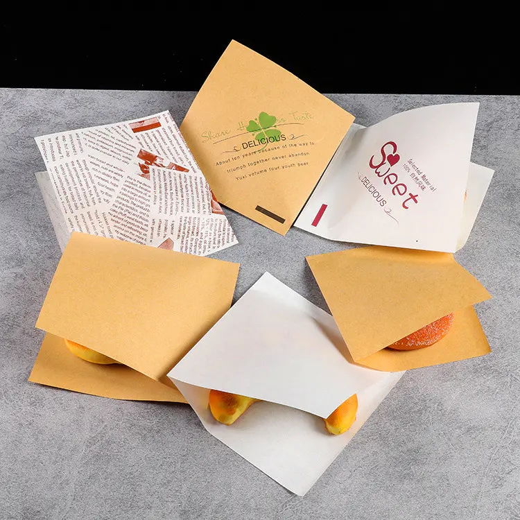 hot sell customized logo food grade greaseproof paper pocket bag