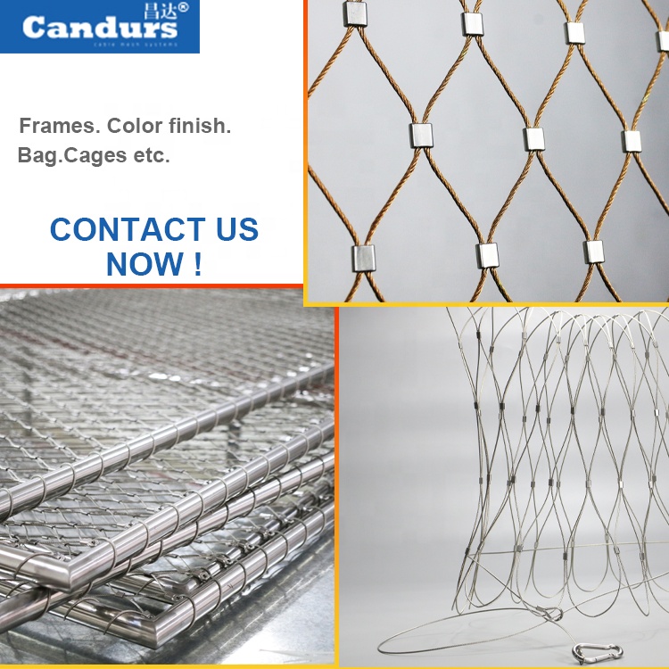 Inox 316 Architectural Virole Type X Tend Flexible Fil Inox Cable  Mesh-Candurs