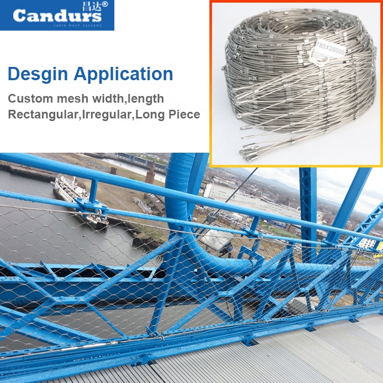 Inox 316 Architectural Virole Type X Tend Flexible Fil Inox Cable  Mesh-Candurs