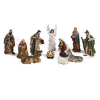 Antique Resin Traditional Donkey and Ox 20 cm Height Popular European Classical Nativity Scene Group Figurine