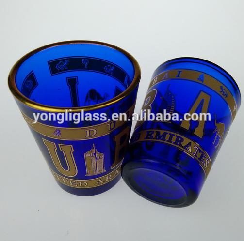 Cobalt Blue Shot Glasses with gold rim,souvenir shot glass