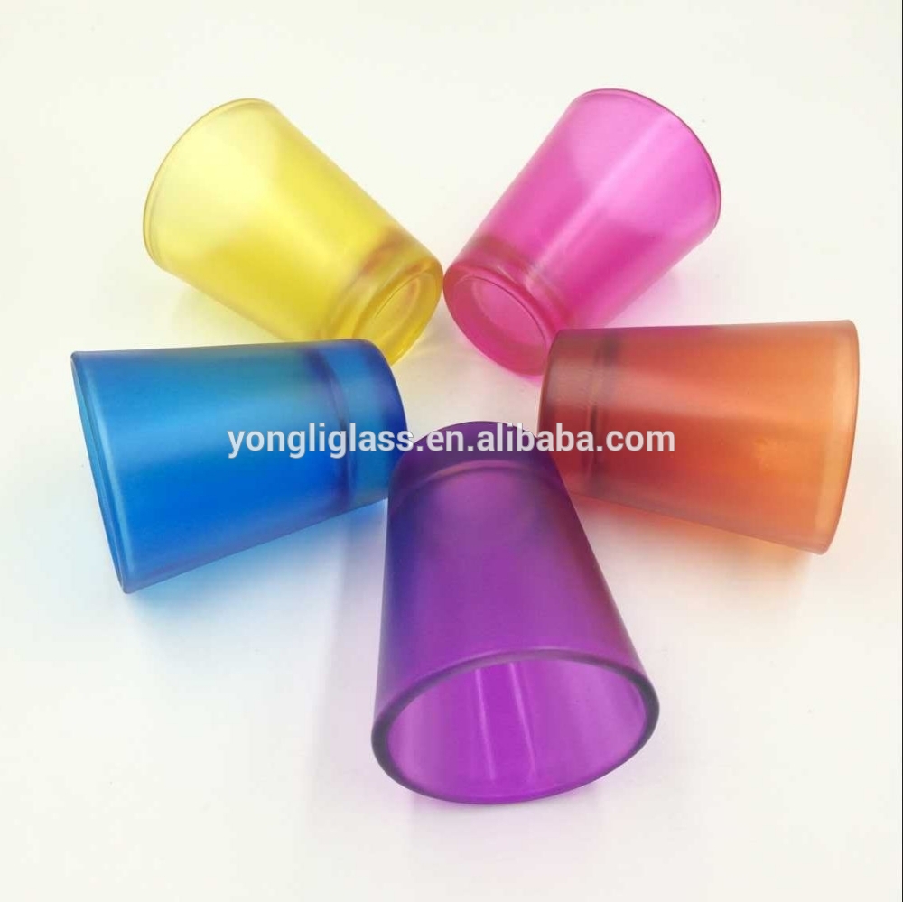 Wholesale frosted glass tumbler , custom spray shot glass , souvenir gift drinking glass