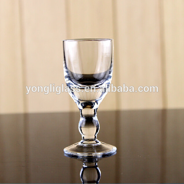 Wholesale high quality transparent shot glass with stem/ personalized shot glass/ 10ml shot glass with bead necklace