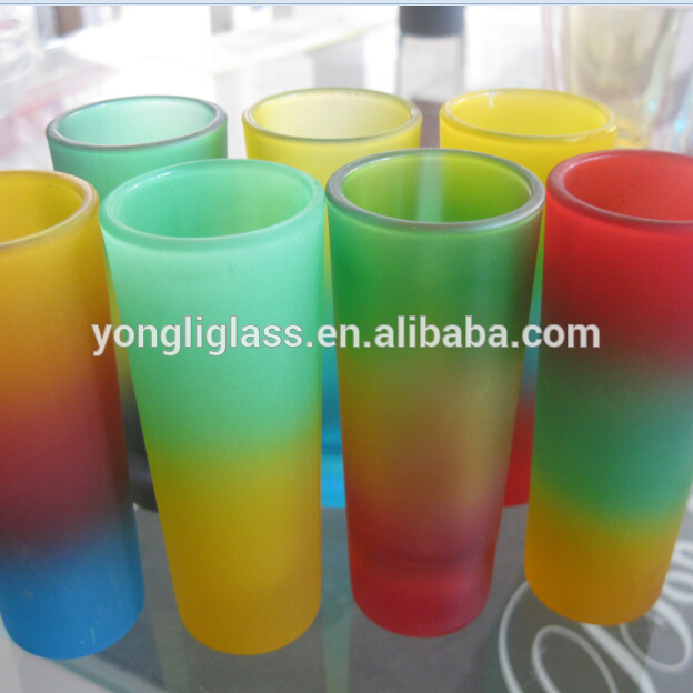 Colourful mini shot glasses,change color cup glass frosted glass cup