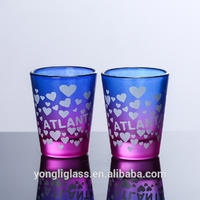 2oz Innovative Contrast Colour Full Wrap Printing Frosted shot glass, Amazing Party Shot Glass