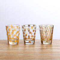 50ml Clear Shot Glasses, Tequila Drinking Glass Cup with Golden Printing, souvenir wine glass