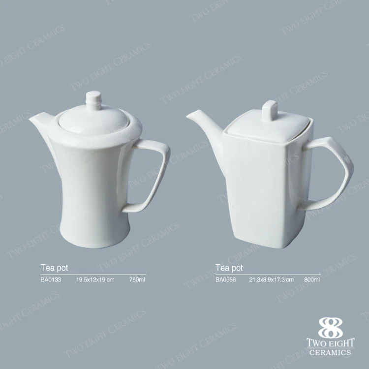 Hotelware Porcelain Tableware Fine Ceramic White Crockey tea and coffee pot for 5 star